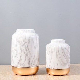 陶瓷花瓶北欧风格客厅摆件现代简约创意大理石纹花瓶花器家居饰品