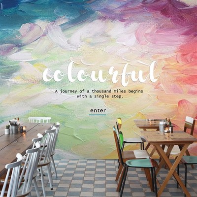 个性创意水彩涂鸦壁纸酒店电x视背景墙纸抽象艺术油画壁布泼墨墙