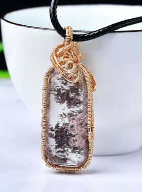 天然水晶原石摆件闪灵钻绕线吊坠幽灵景象男女款饰品项坠节日礼物