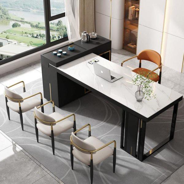 轻奢书桌茶桌一体多功能岩板简约现老板家用公写字台转角桌,商业/办公家具,茶台/茶桌,淘宝优惠券,粉丝福利购,淘宝优惠卷