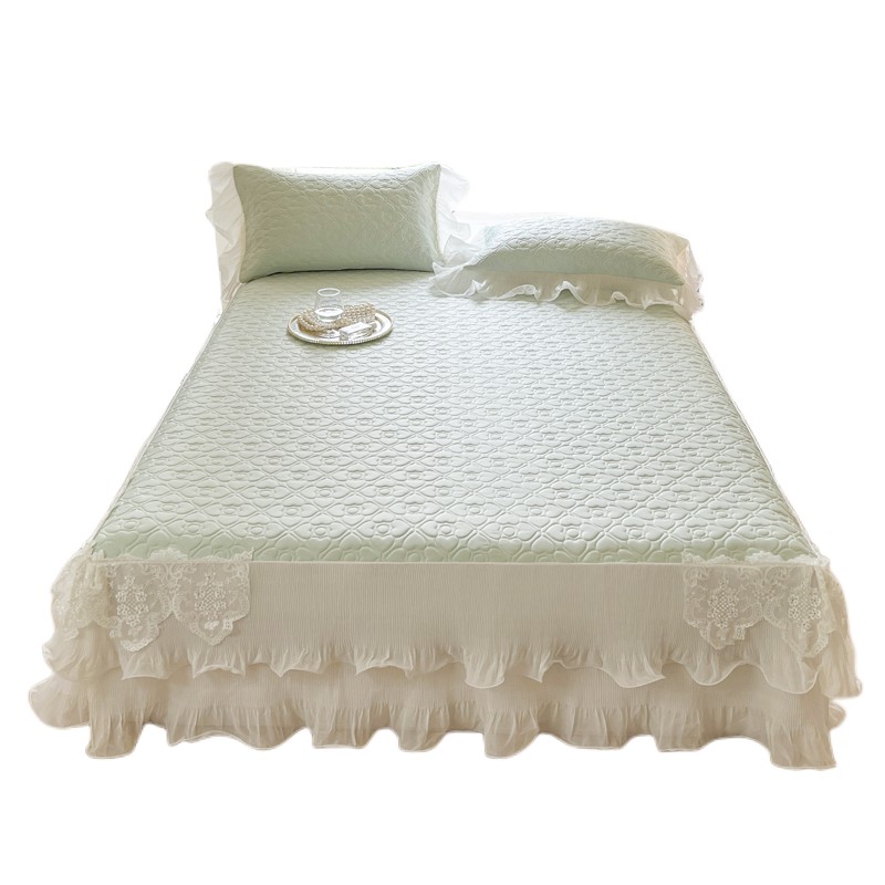 仙美床裙款凉感丝乳胶凉席1.5m1.8三件套冰丝席空调软席2.0床少女