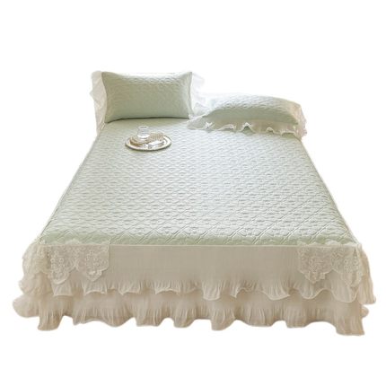 仙美床裙款凉感丝乳胶凉席1.5m1.8三件套冰丝席空调软席2.0床少女