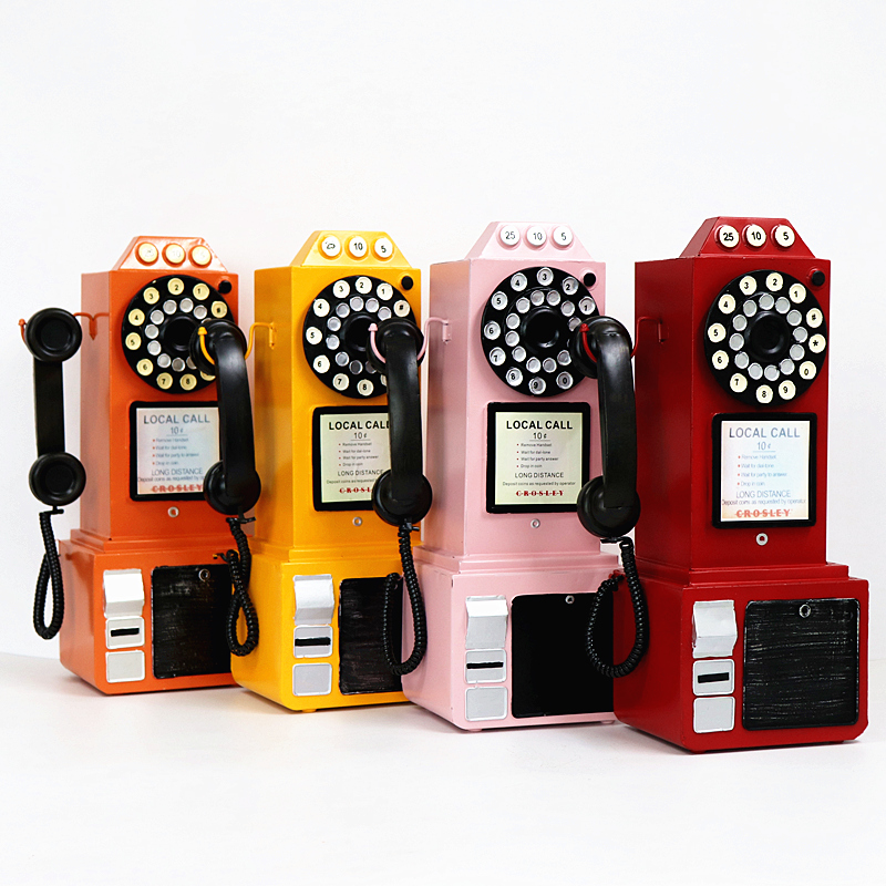复古老式电话加油机模型壁挂墙上装饰挂件网红奶茶店酒吧墙面道具