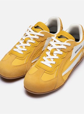 森果果 赛车鞋/姜黄色薄底德训鞋男女同款2025春季新款内增高板鞋