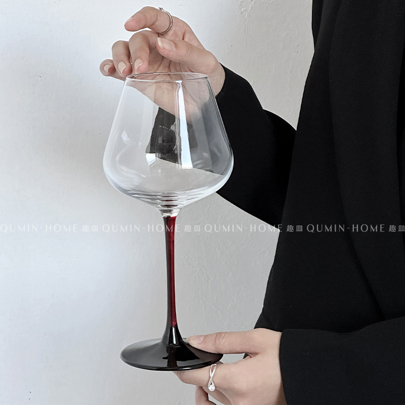 趣皿*红领结勃艮第红酒杯轻奢高档高脚杯大肚葡萄酒杯玻璃酒杯子