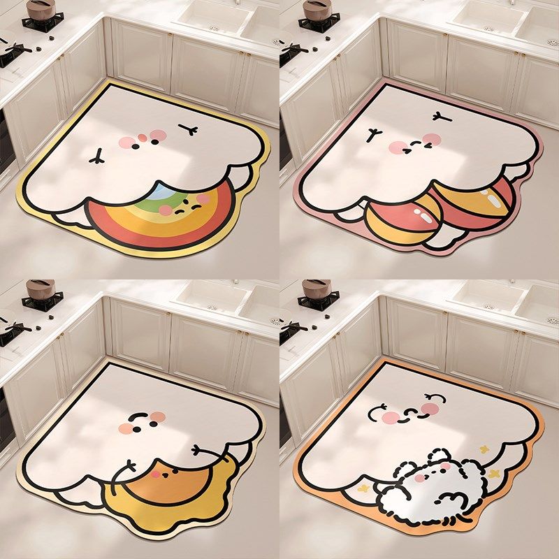 卡通厨房专用地垫硅藻泥防滑防水防油家用地毯吸水垫可擦免洗脚垫,居家布艺,厨房地垫,淘宝优惠券,粉丝福利购,淘宝优惠卷