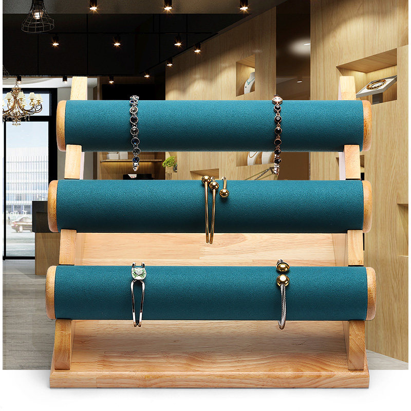 狄古新品珠宝展示架实木手镯手串首饰收纳架手链架子可拆阶梯架