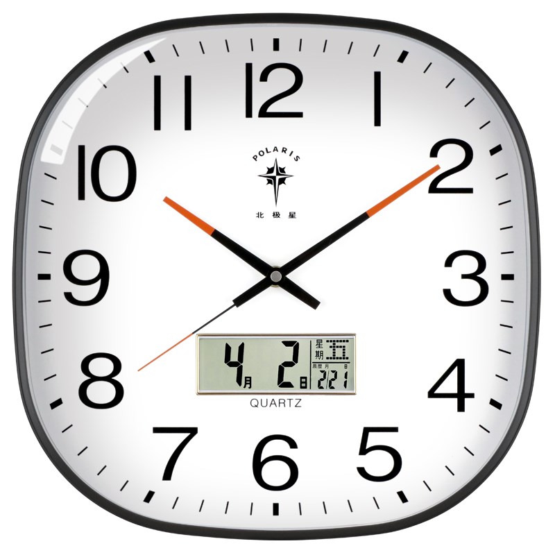 北极星客厅方形挂钟静音家用时尚石英钟简约现代个性钟表创意时钟