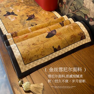 复古桌旗中式禅意餐桌旗布高端长条斗柜盖布茶几电视柜五斗柜垫布