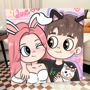 星蝶公主】我要变成装饰画油画布打印手绘头像卡通画闺蜜真人照片