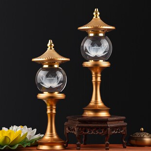 供佛用品 LED七彩变色水晶莲花供灯观音菩萨佛供灯佛前神台长明灯