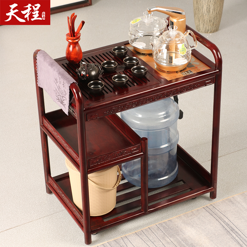 红木茶桌茶台泡茶实木花梨木x茶车移动功夫茶几家用客厅新中式仿