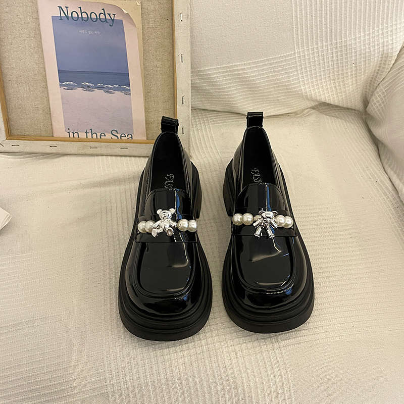 英伦风厚底小皮鞋女春秋法式玛丽珍粗跟单鞋2K023新款jk黑色乐福