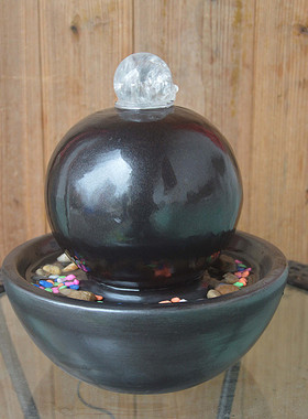 欧式陶瓷喷泉流水加湿器家居客厅风水球创意工艺品办公室桌面摆件