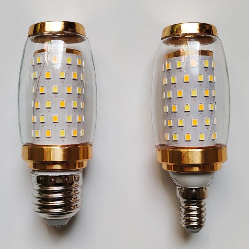 无频闪超亮火箭LED灯泡e27e14螺口家用玉石水晶吊灯柱形玉米灯泡