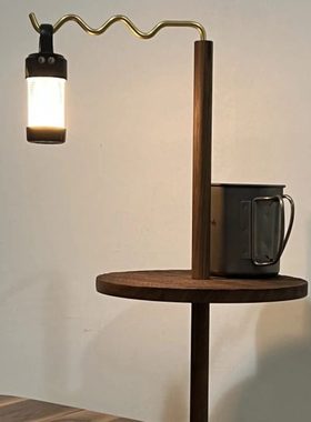 晴虹作对木工所户外露营折叠灯架黑胡桃桌面灯杆支架野营挂灯杆