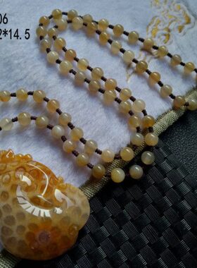 小乔珠宝天然印尼珊瑚玉精品如意吊坠果冻满花貔貅雕刻挂件手感好