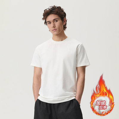 秋冬男士加绒加厚保暖短袖T恤