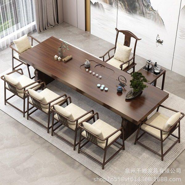 新中式实木茶桌全套简约客厅大板茶台家用公室禅意泡茶桌椅组合,商业/办公家具,茶台/茶桌,淘宝优惠券,粉丝福利购,淘宝优惠卷