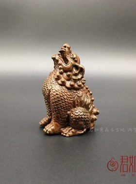 仿古实心铜龙九子望天吼摆件 迷你老铜铜微雕小铜器铜 茶宠
