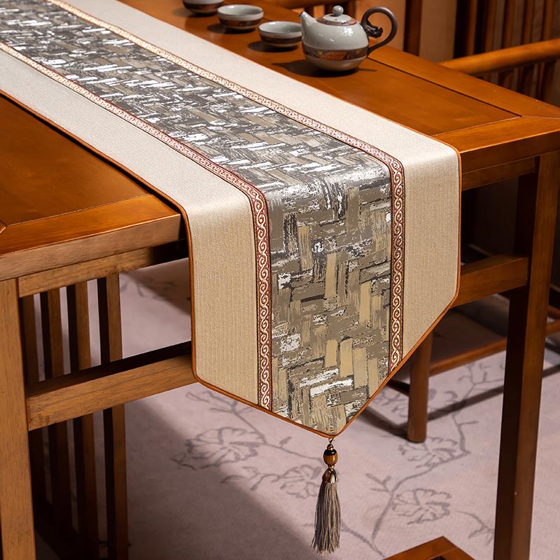 新中式禅意桌旗茶桌垫布茶台布艺长条茶几桌布茶旗茶席茶桌布定制