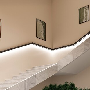 楼梯侧面扶手发光灯带复试别墅过道走廊简约人体感应长条明装壁灯