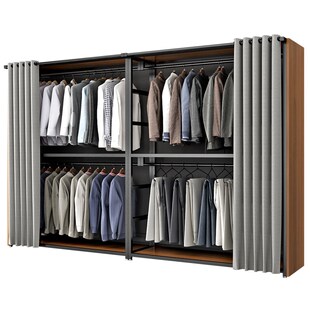 步入式衣柜架卧室金属框架衣帽间铁艺开放式衣架落地不锈钢挂衣架