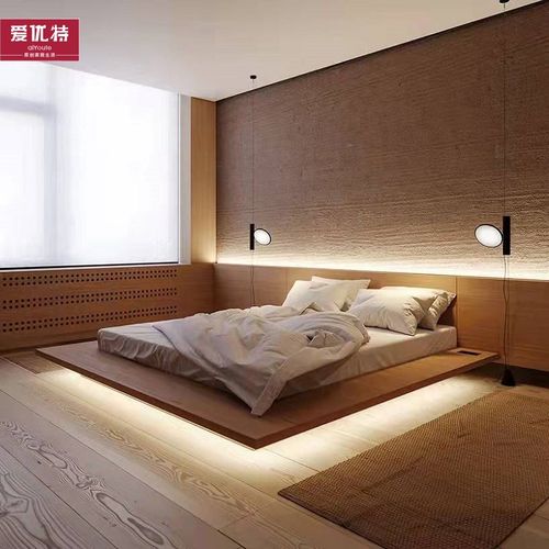 定制纯实木阳台地台一体床榻榻米矮床客厅民宿悬浮带灯带地台床