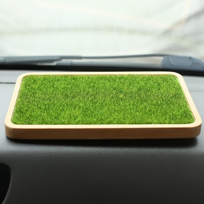 汽车摆件防滑垫装饰中控车内饰品摆件高档木底草坪创意垫车载桌面