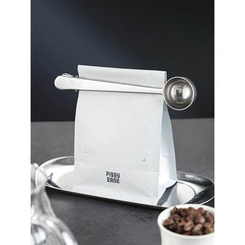 不锈钢长柄勺子咖啡量勺咖啡豆定量勺咖啡粉封口密封夹子咖啡器具