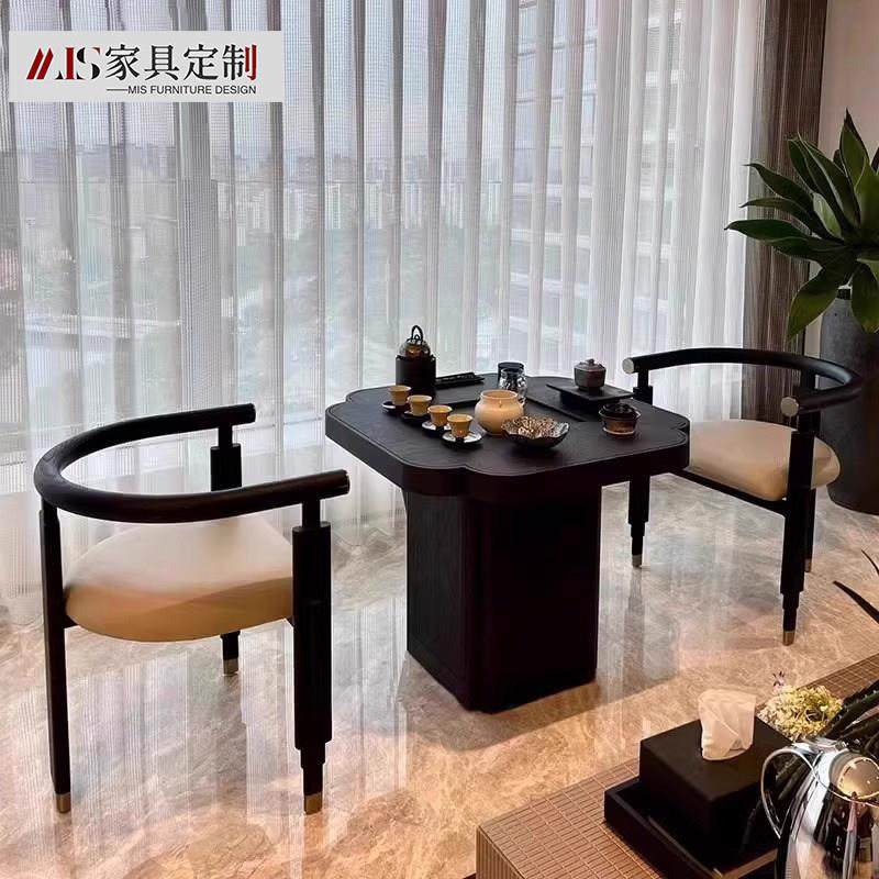 新中式阳台茶桌高端新款实木黑色海棠桌现代简约胡桃木小户型茶台