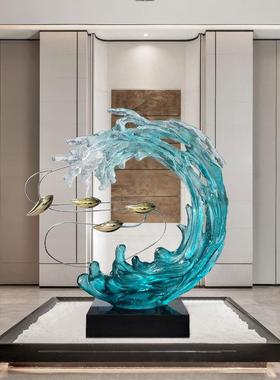 新款现代简约酒店透明装饰抽象雕塑工艺品时尚大堂艺术品摆件软装