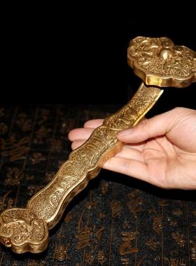 铜如意铜摆件手把件人生富贵平安乔迁结婚招聚米财装饰品纯