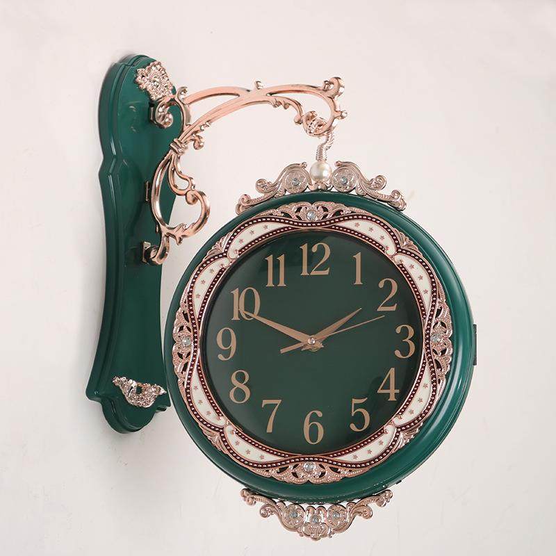 欧式古董铁钟家居创意个性化双面挂钟客厅覆古挂钟挂钟简单挂钟