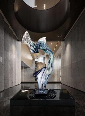 现代家居别墅客厅电视柜抽象大型摆件透明树脂雕塑艺术软装置饰品