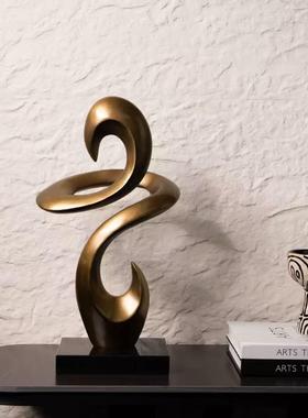 现代轻奢金色抽象艺术雕塑摆件酒店会所摆设工艺礼品摆饰玄关装饰