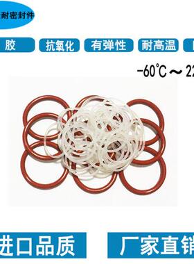 O型密封圈红/白色硅胶高温外径20/21/22/23/24/25/26/27/28线径1