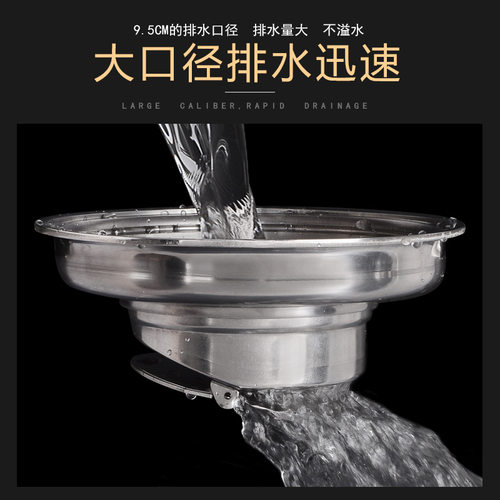 圆形16cm地漏大排量室外庭院阳天台110管160管防臭304不锈钢加厚