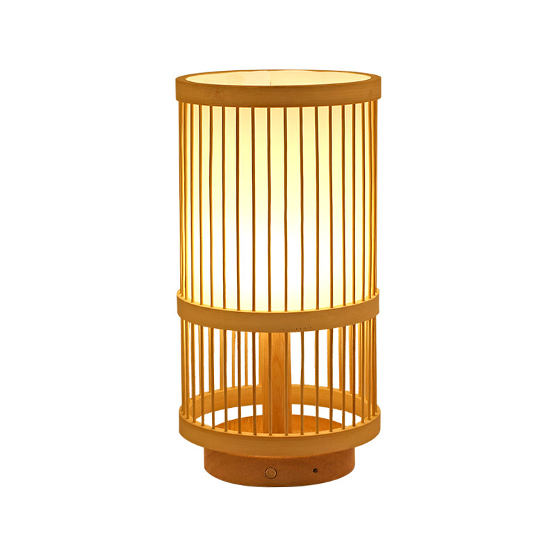 日式禅意台灯复古民宿卧室床头灯茶室古风装饰竹编落地可充电灯具