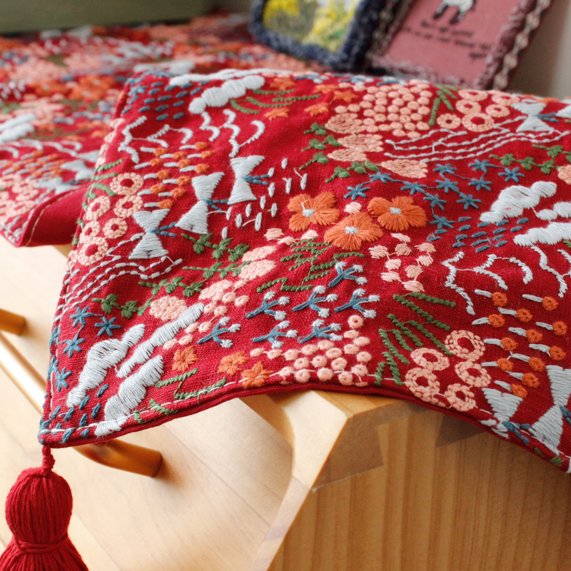 轻奢刺绣桌旗结婚电视柜餐边柜长方形盖布茶几餐桌斗柜鞋柜桌垫布