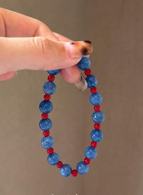 绿色Ni江夏中国风红蓝对比蓝玉心手链,新的中国风,可访问的豪华,