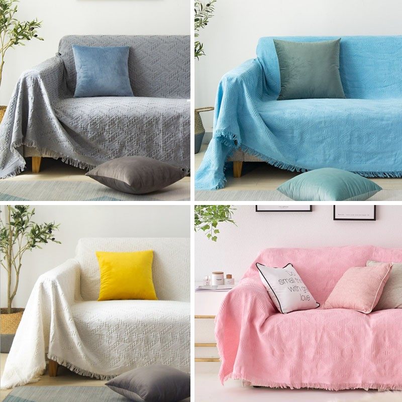 北欧双面沙发布全盖纯色沙发巾毯子单人网红沙发套罩沙发垫盖布罩
