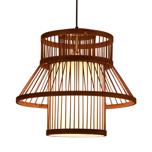 新中式复古风艺术竹艺吊灯餐厅包厢包间茶楼禅意仿古编织竹编灯笼