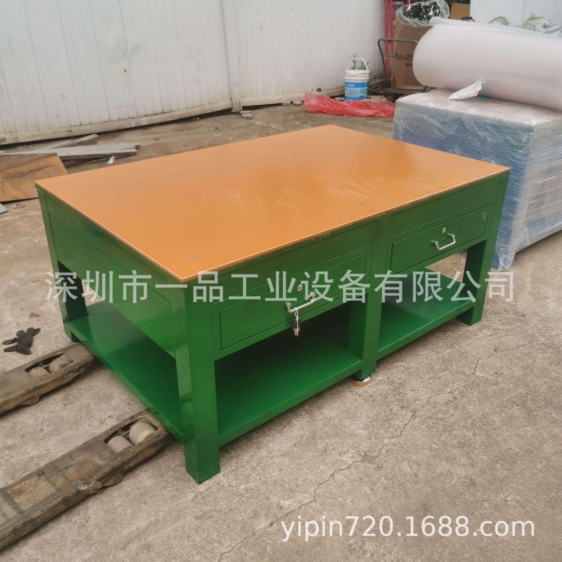 钢板工作台重型飞模钳工台带10mm电木板虎钳车间修模装配操作台厂