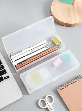 笔盒PP塑料透明白色铅笔盒大号文具盒学生风格简约笔盒