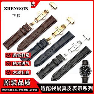 适用KANGOL/袋鼠手表带真皮头层牛皮机械石英表男女通用表链配件