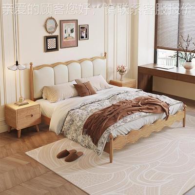 款北新欧白蜡木实木代床型法式YG-281#复古现简约奶油风软包小户