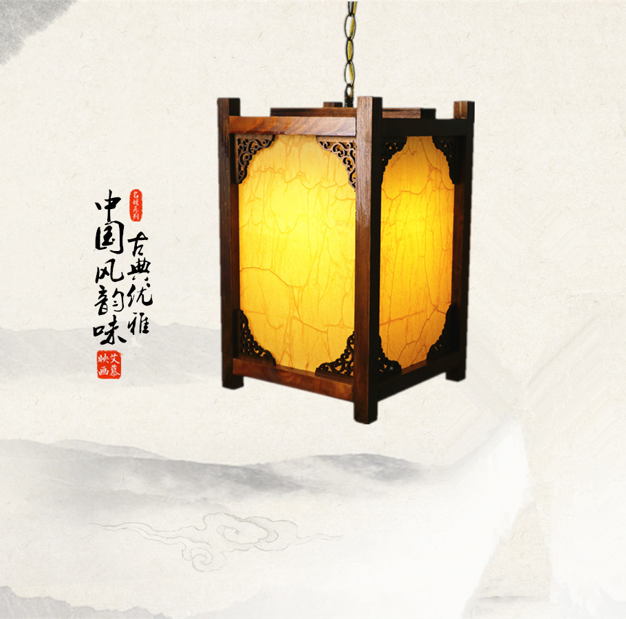 中式仿古实木质宫灯灯笼吊灯茶楼B餐厅楼道古典中国风广告印字灯
