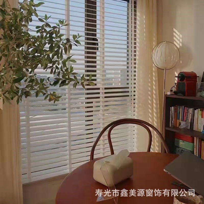 新中式实a木百叶窗 书房办公室木质透气百叶窗帘 工程遮光百叶窗