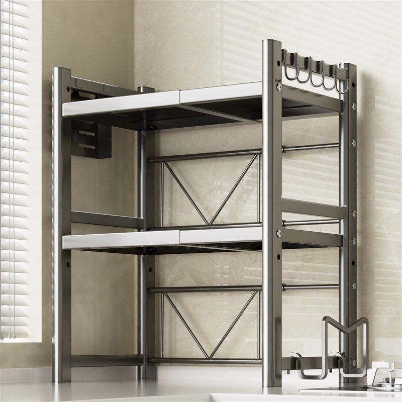 加粗可伸缩厨房微波炉q置物架烤箱架子多功能台面桌上多层收纳架